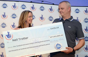 Neil Trotter - uk euromillions winners with check