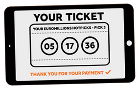 Euromillions hotpicks ticket on tablet
